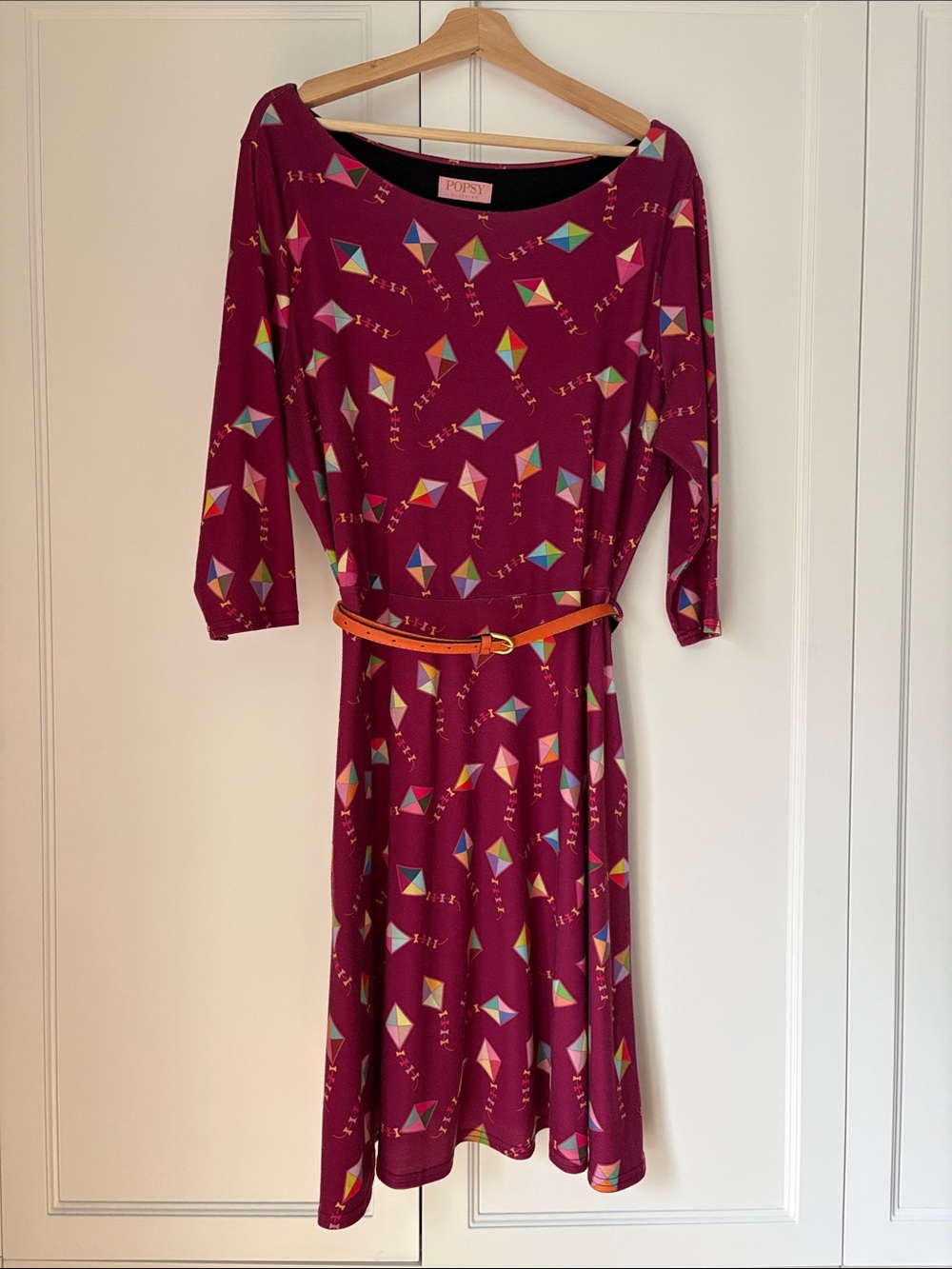 Magenta Kite Print Midi Dress